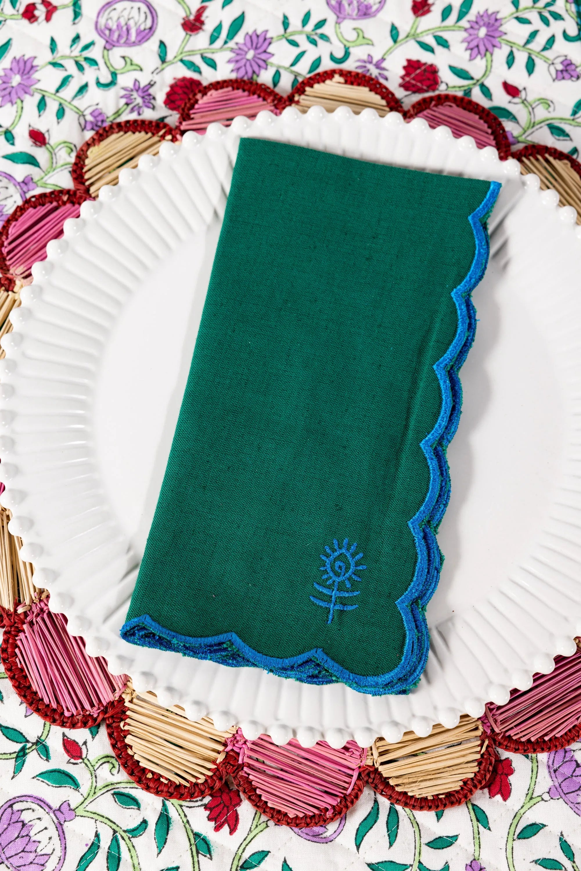 Icon Linen Napkins S/4 - Emerald + Peacock