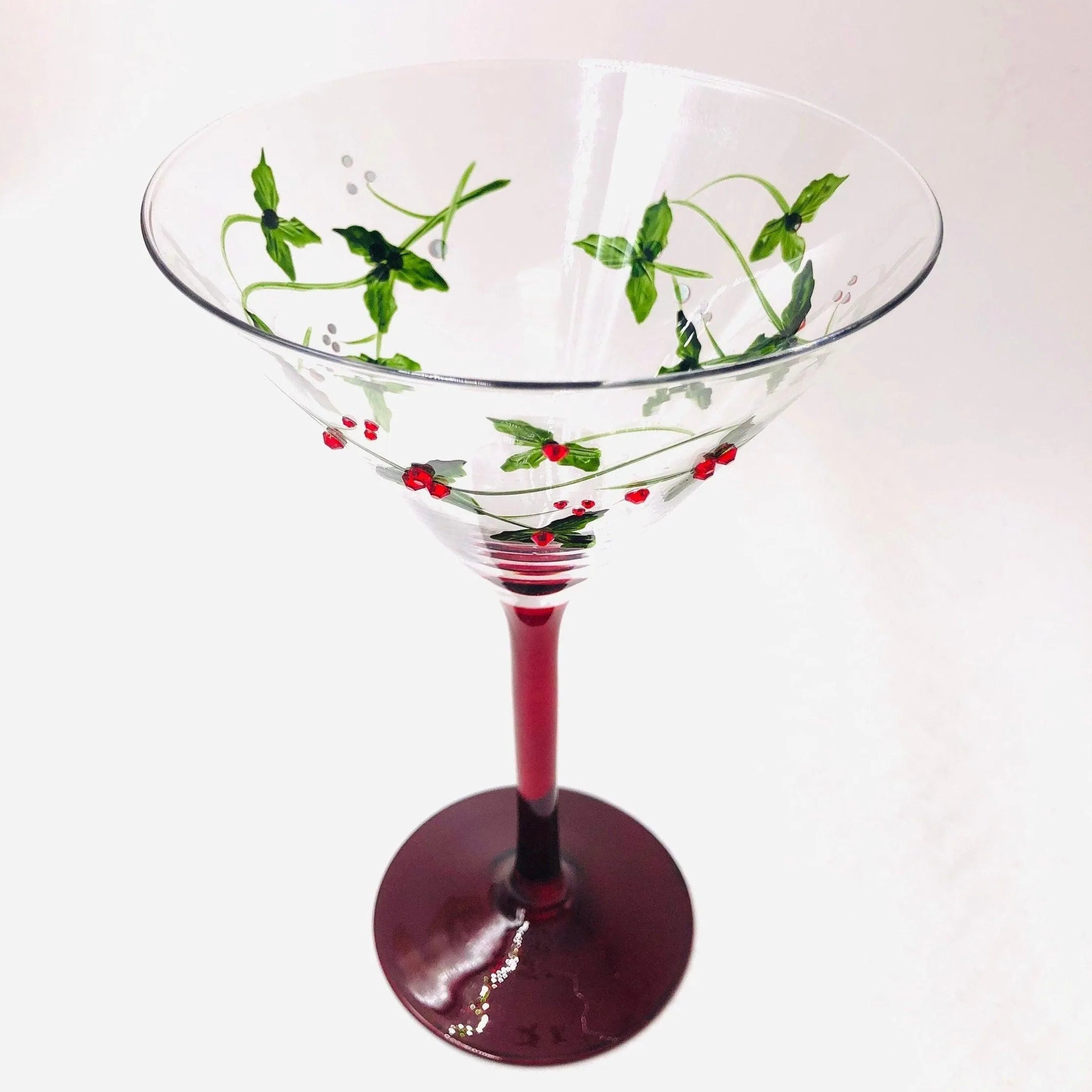 Christmas Holly Martini Glasses