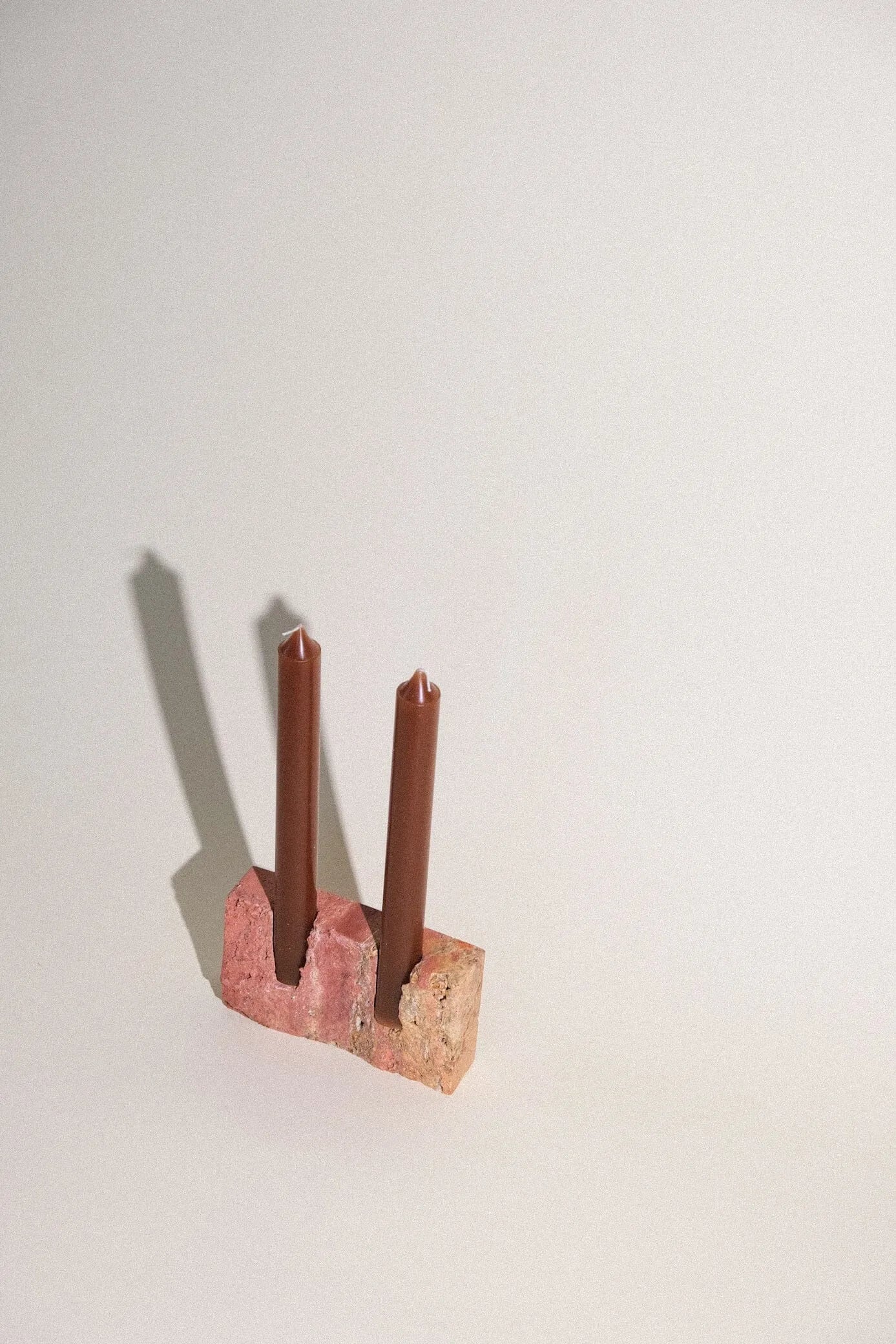 Dua Candle Holder: Red Travertine