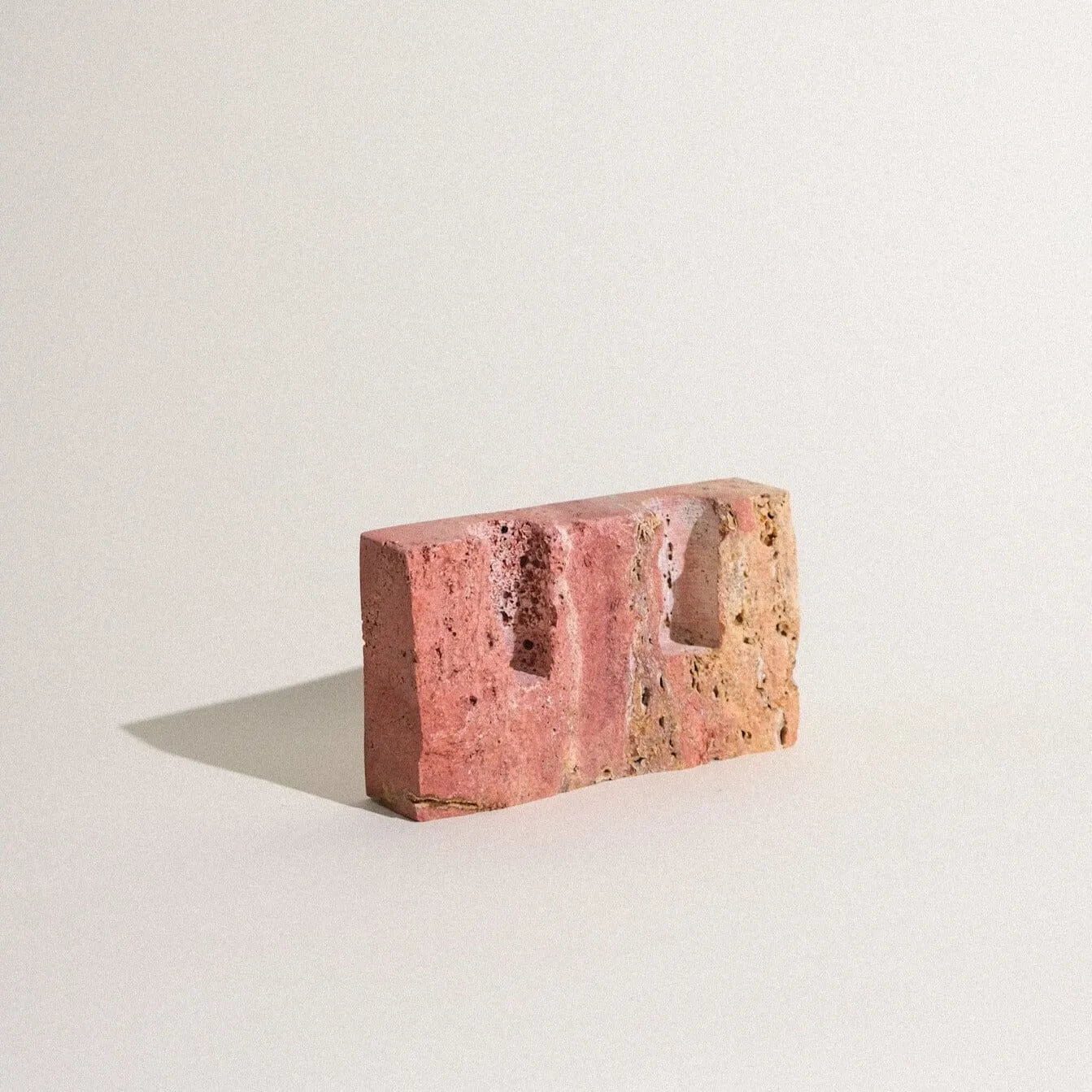 Dua Candle Holder: Red Travertine