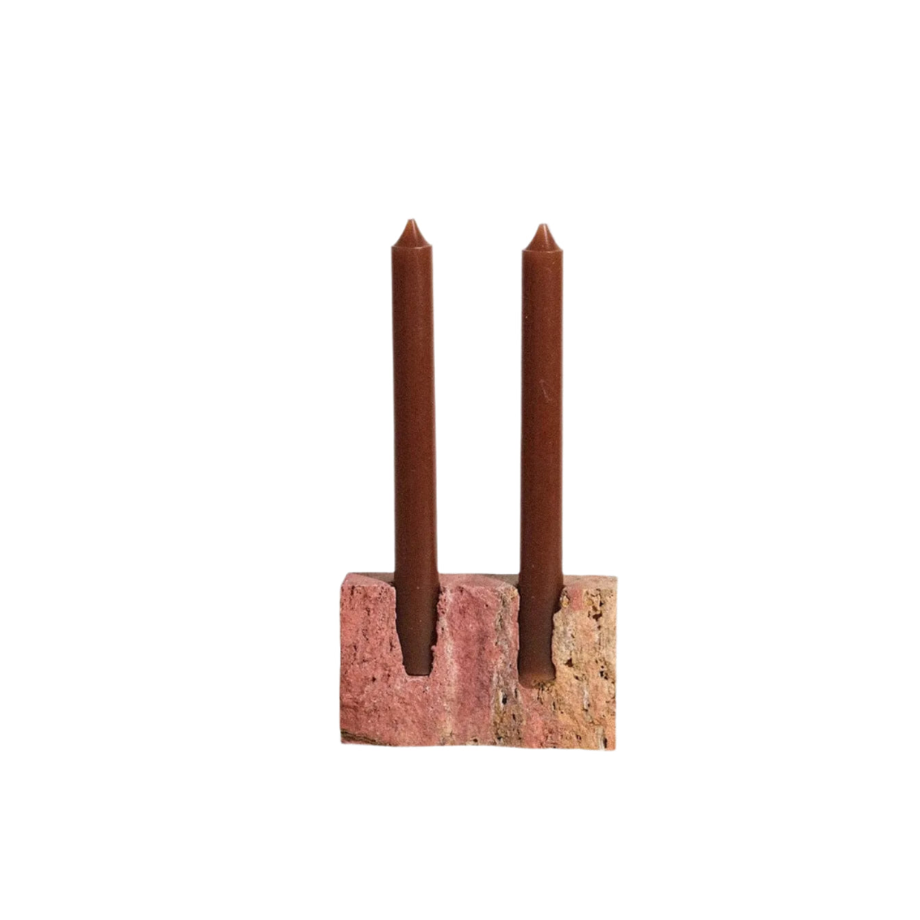 Dua Candle Holder: Red Travertine