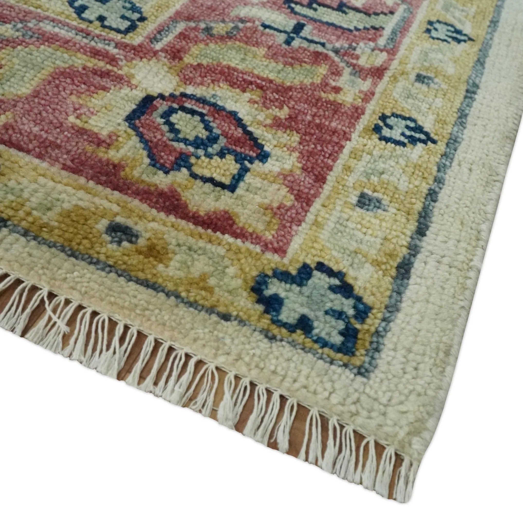 Ivory, Brown, Olive and Charcoal Traditional Heriz Medallion Custom Made Wool Area Rug