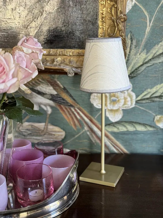 Small Marble Shade Cover in Ivory Silver