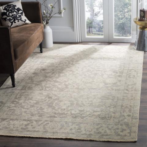 Izmir Wool Rug in Light Gray and Light Mint