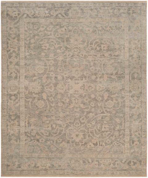 Izmir Wool Rug in Light Gray and Light Mint