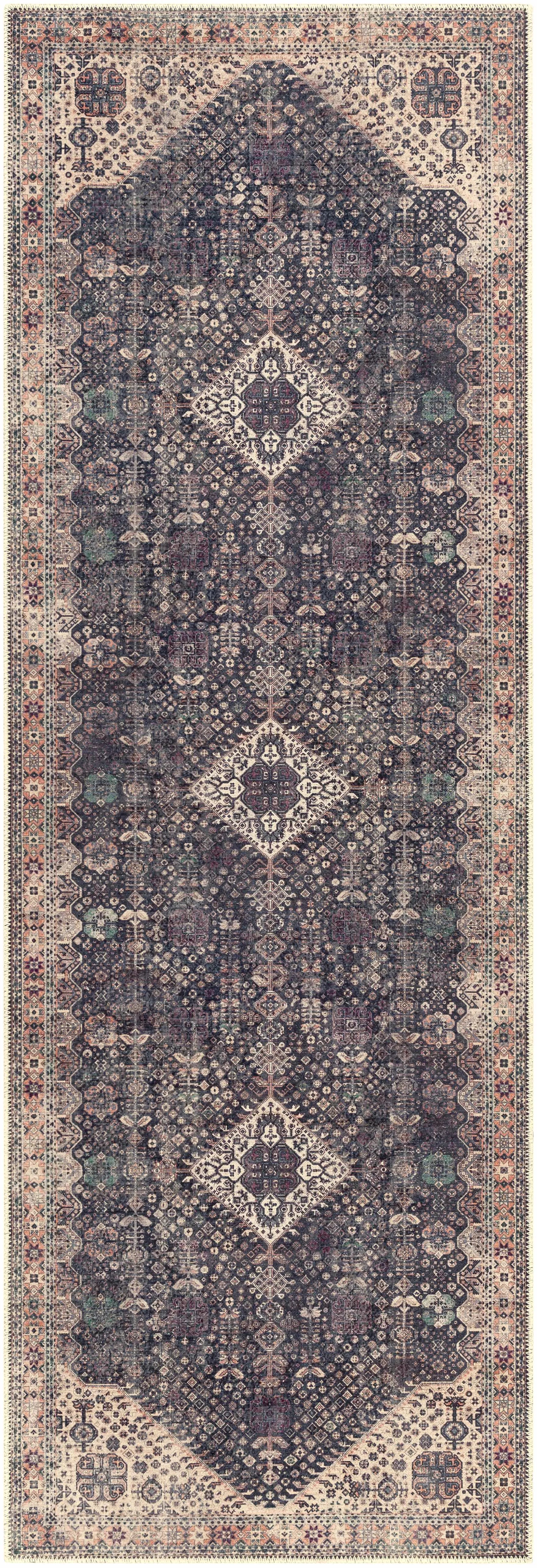 Kittrell Brown Medallion Washable Rug