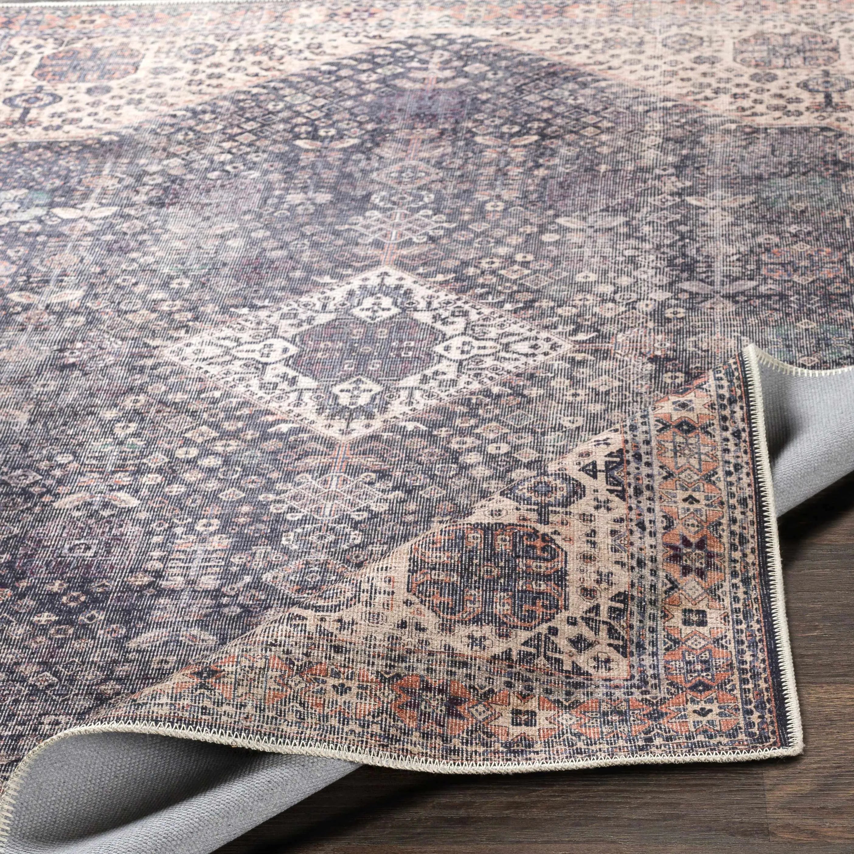 Kittrell Brown Medallion Washable Rug