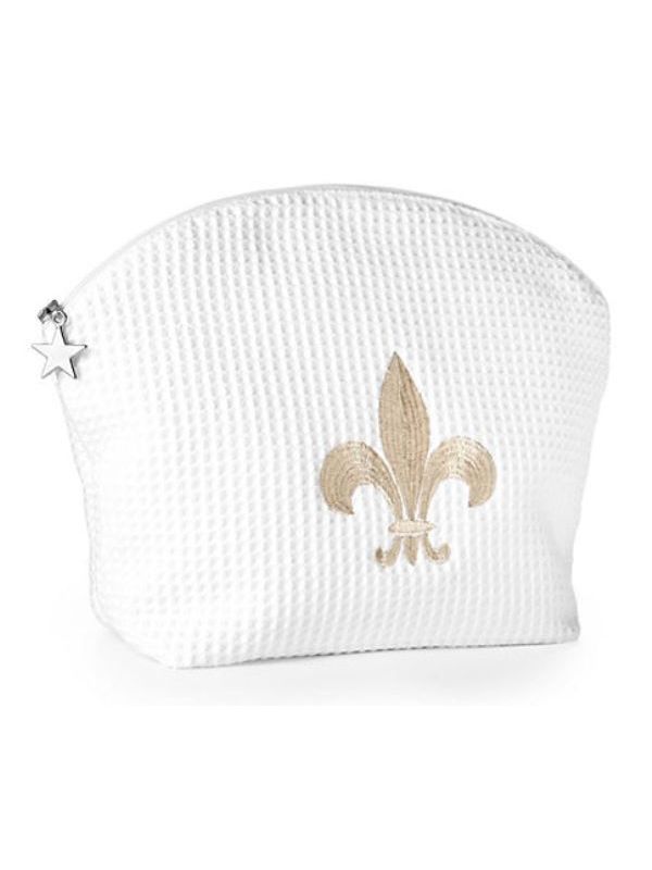 Cosmetic Bag (Large), Fleur de Lis (Beige)