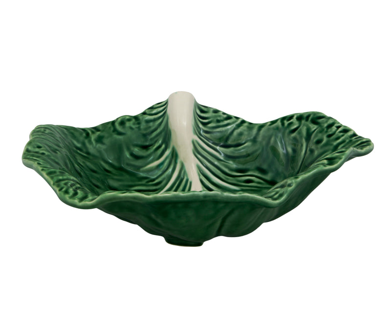 Bordallo Pinheiro Bordallo Pinheiro Ceramic Cabbage Leaf Crooked Serving Dish