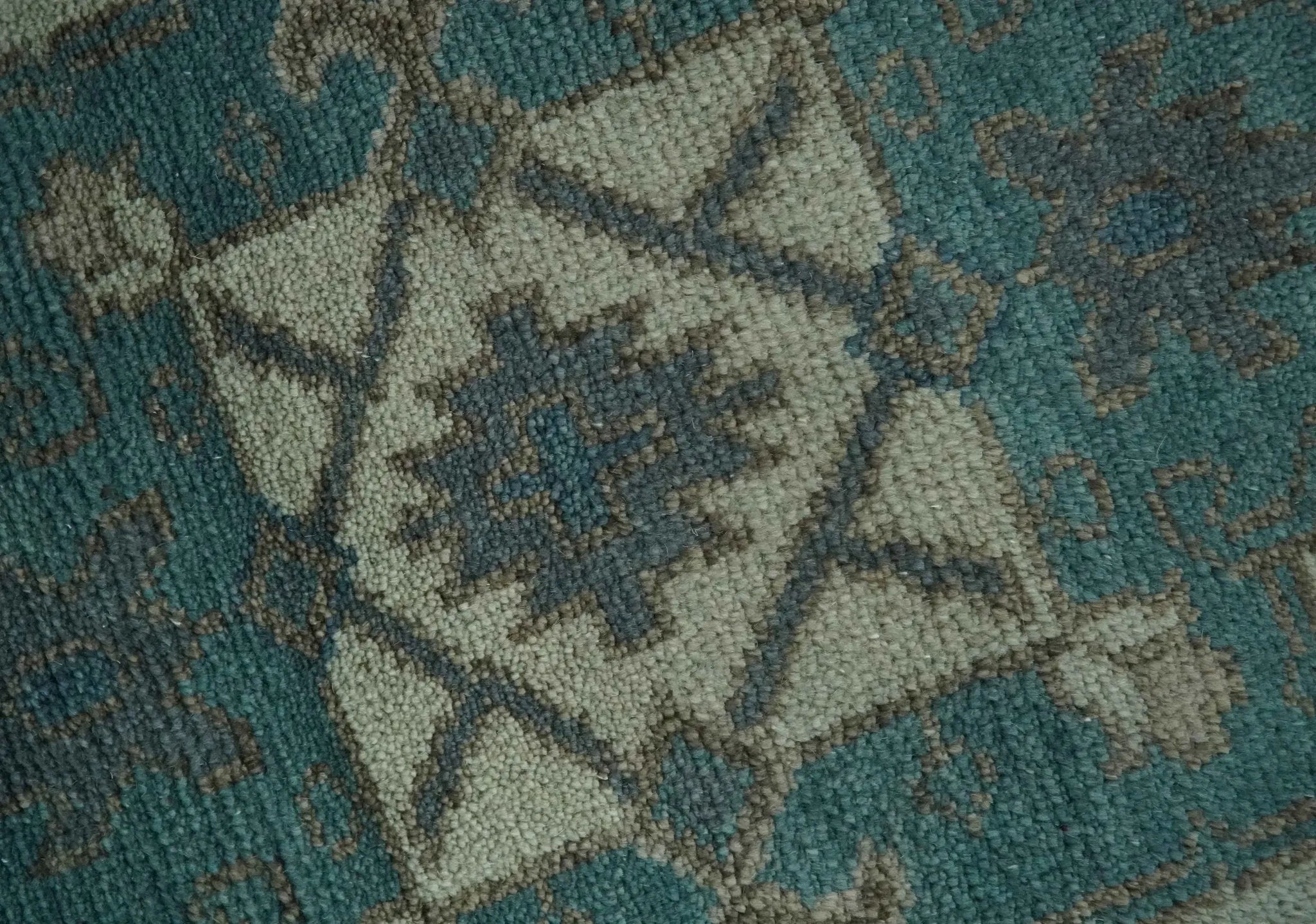 Teal and Charcoal Traditional Hand Knotted Custom Made wool Area Rug