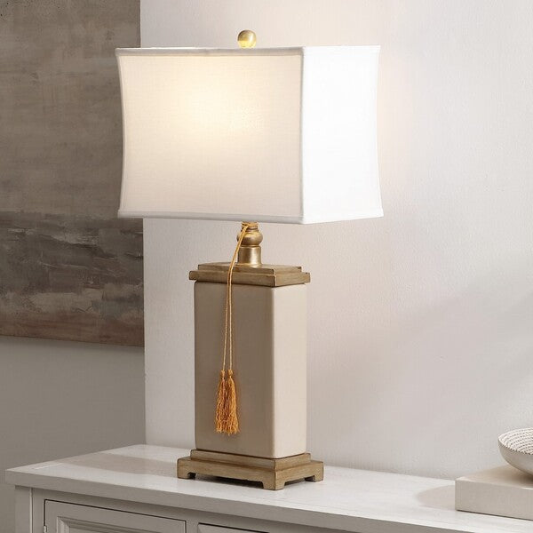 Amiliana Tassel Column Table Lamp in Cream