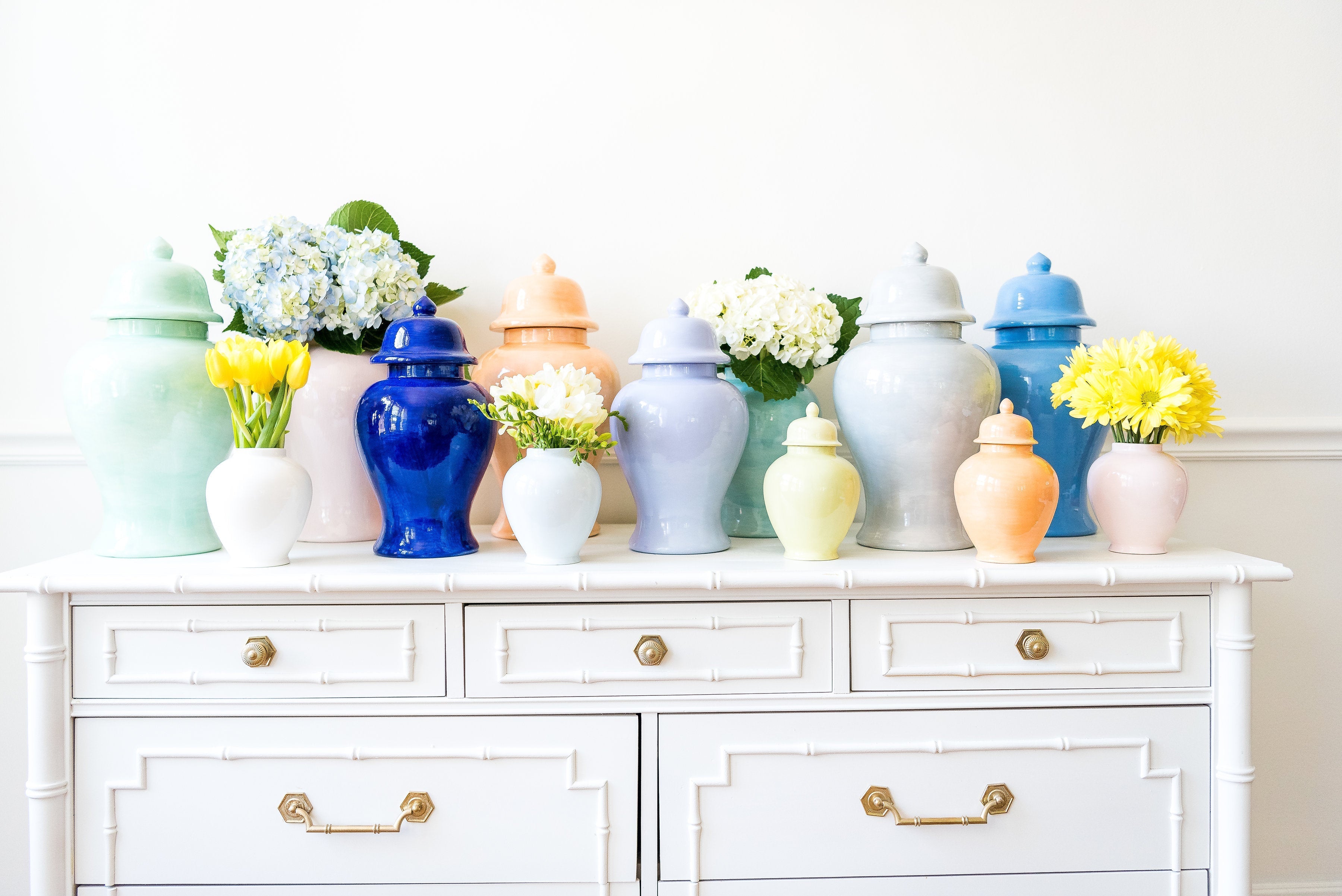 Hydrangea Light Blue Ginger Jars