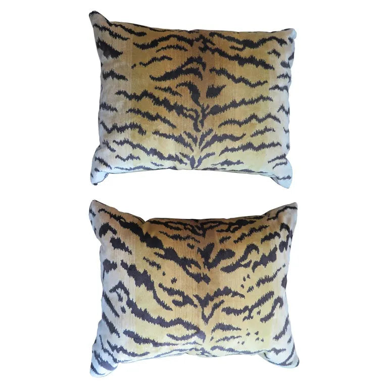 Scalamandré Le Tigre Silk Gold Velvet Pillows