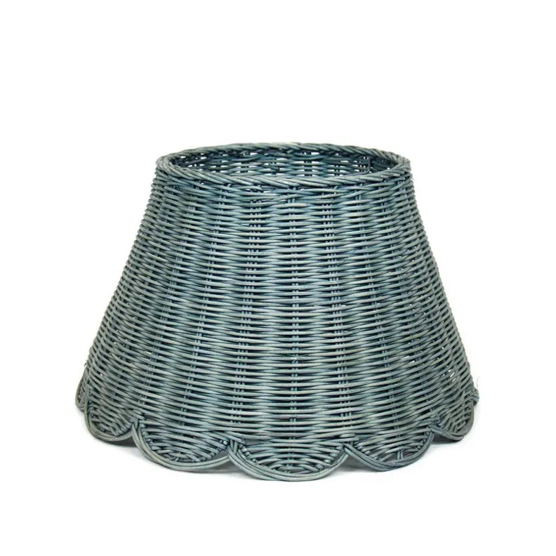 Rattan Lampshade (Scalloped in Aegean Teal)