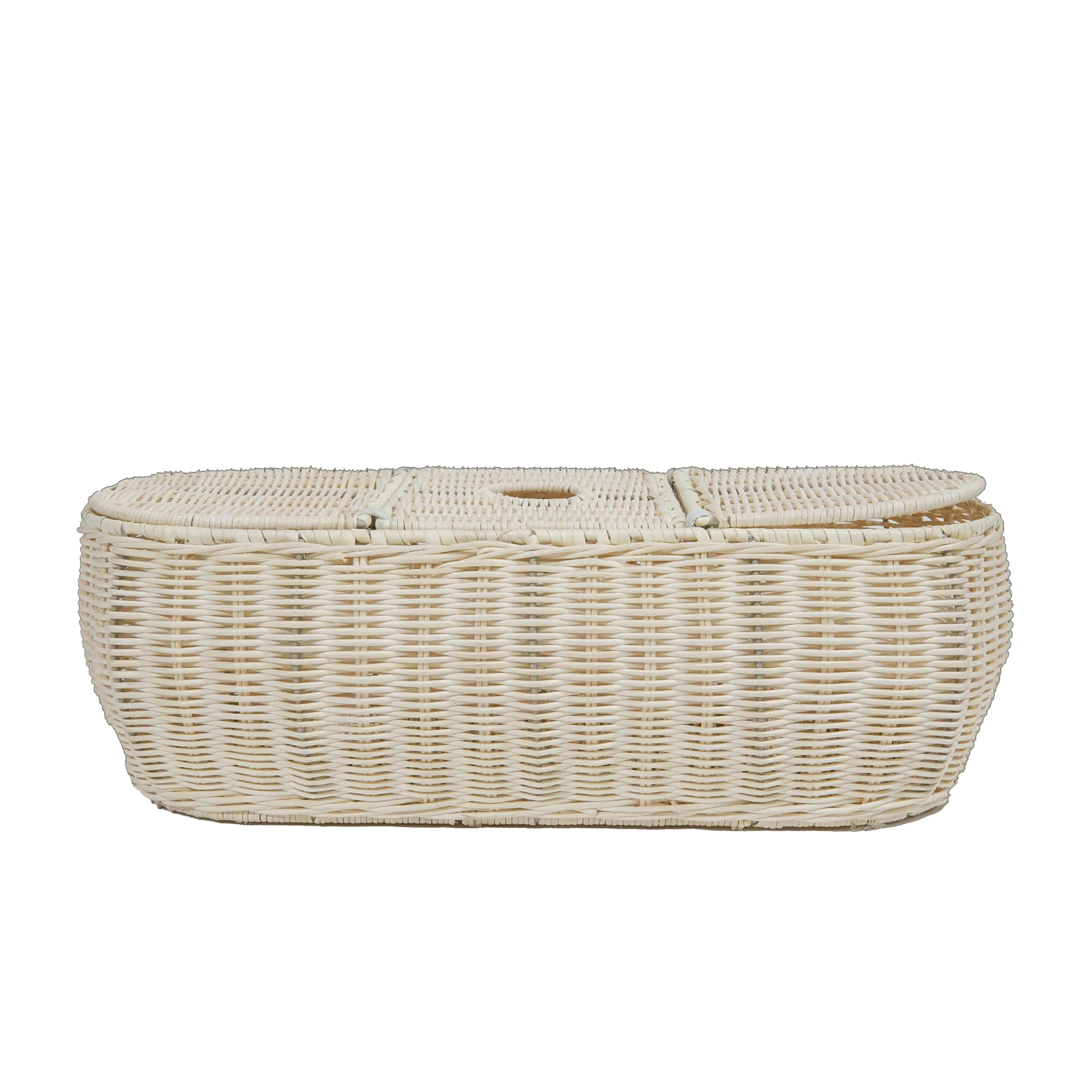 3 Part Tissue Basket in Rattan