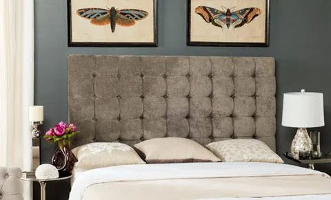 Safavieh Lamar Greige Tufted Velvet Headboard