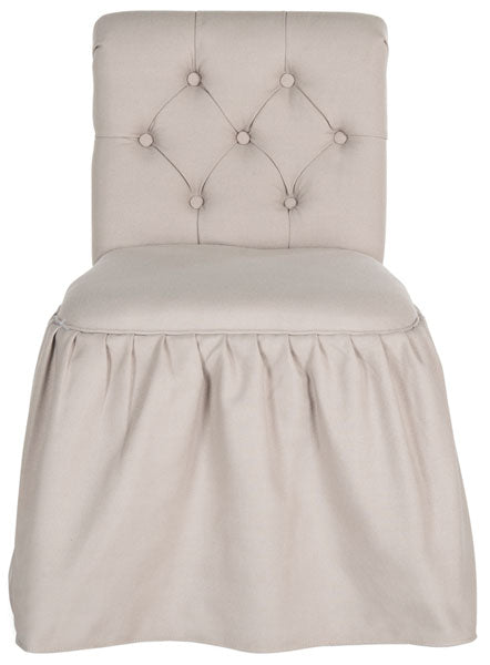 Safavieh Allie Birchwood Vanity Stool in Taupe with Tufted Biscuit Button