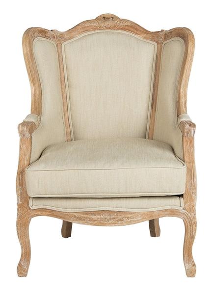 Safavieh Fallon Natural Linen Wing Chair