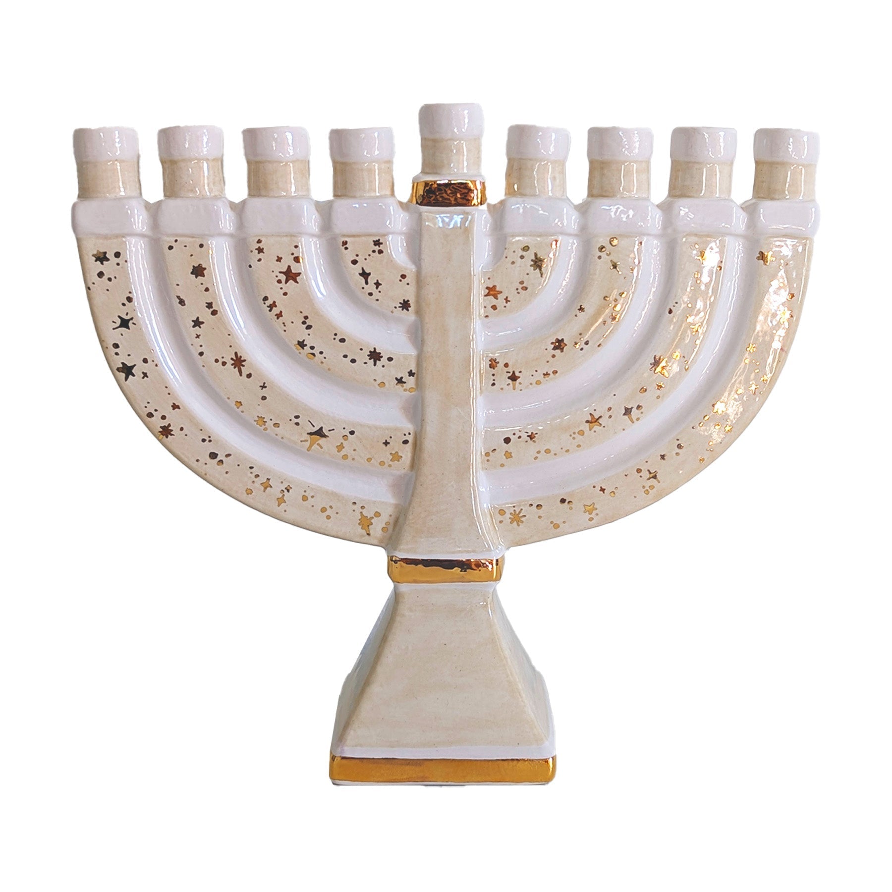 Shimmering Stars Menorah with 22K Gold Accents and Optional Monogram