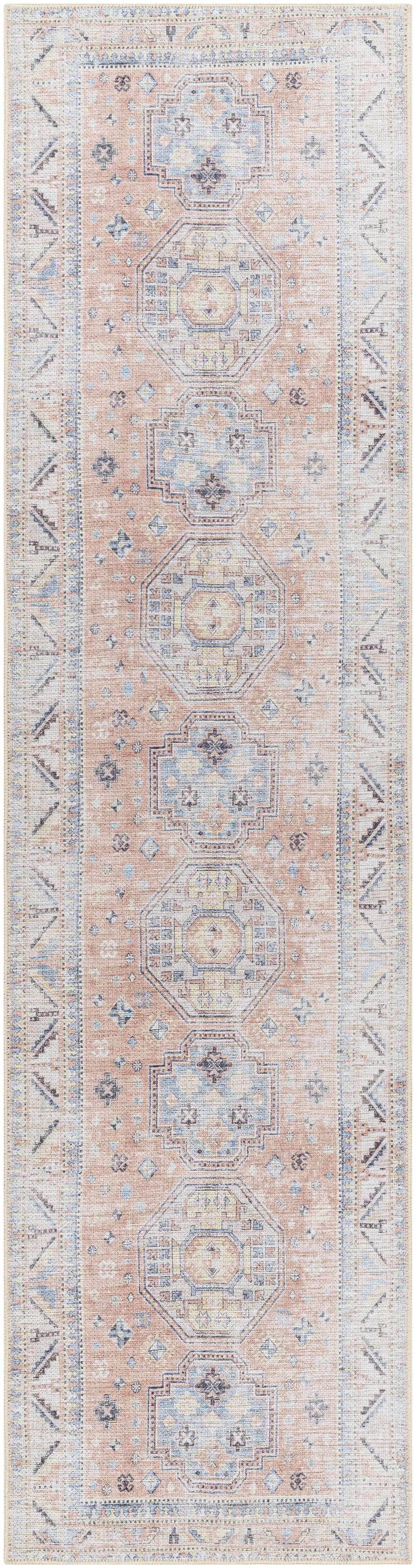 Morcott Peach Washable Area Rug