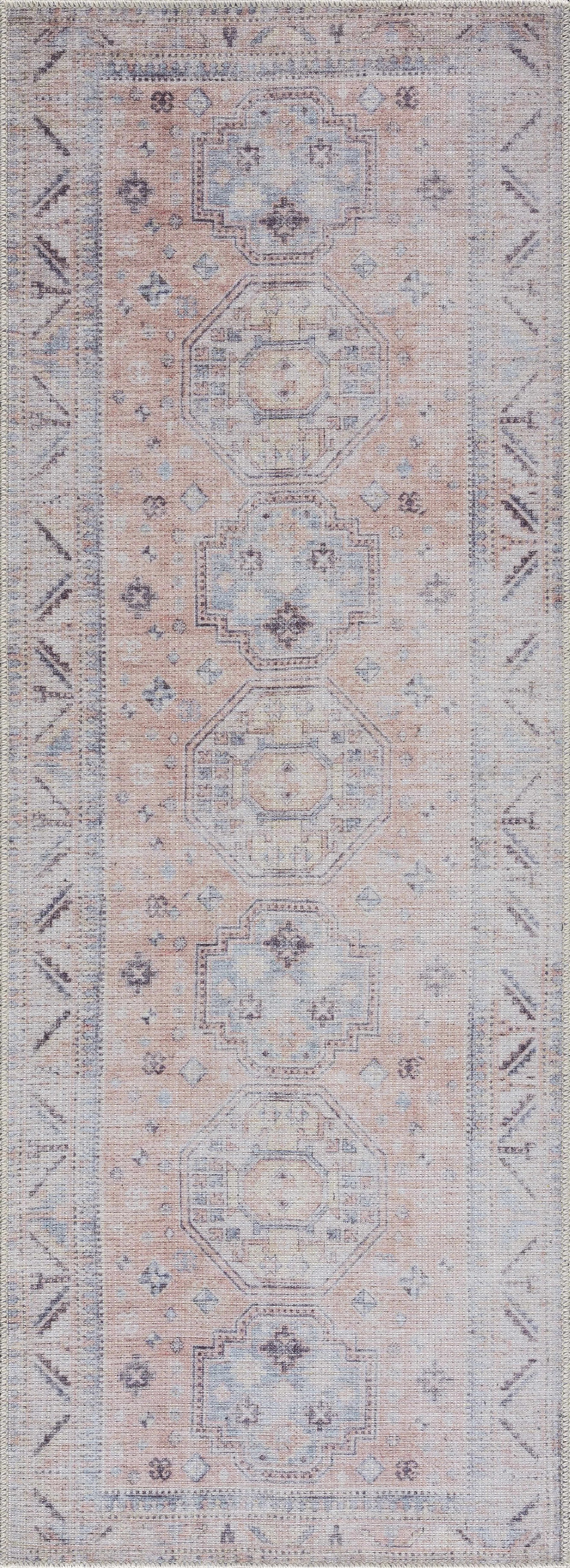 Morcott Peach Washable Area Rug