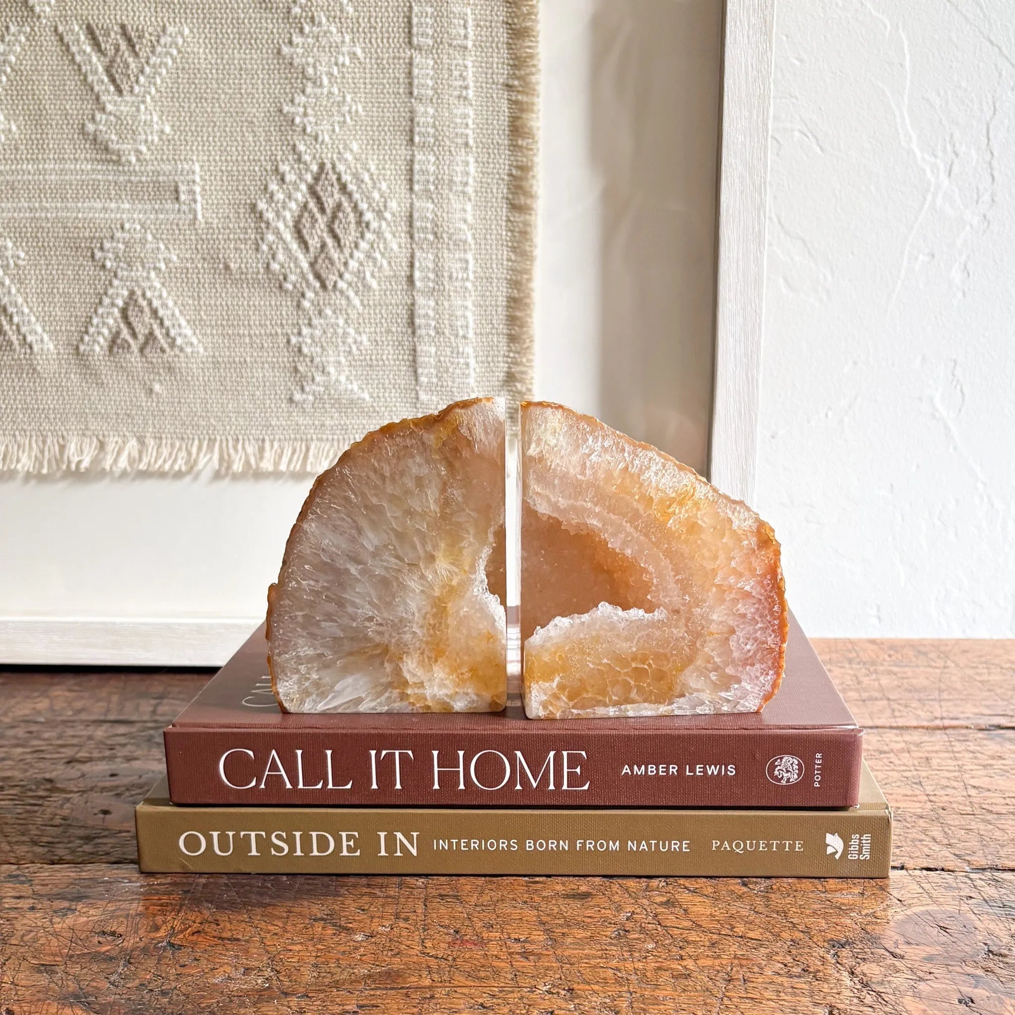 Natural Agate Druzy Bookend Pair