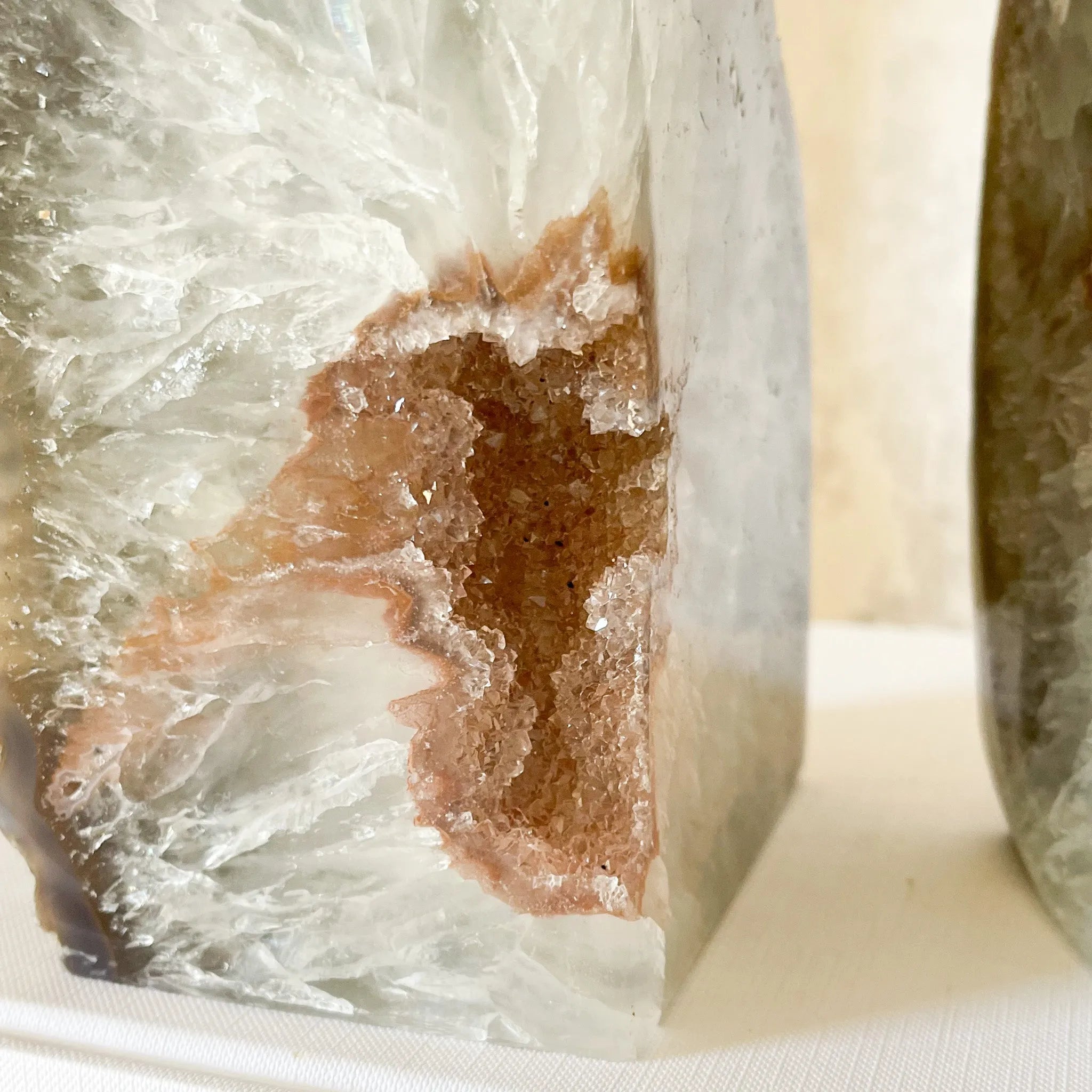 Natural Agate Druzy Bookends