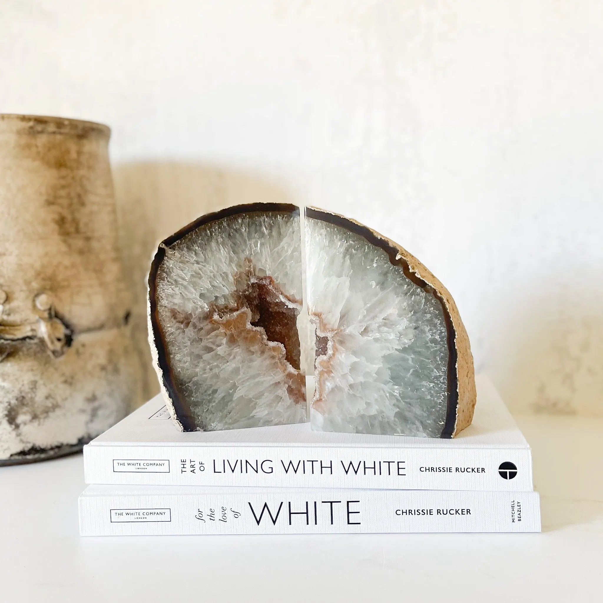 Natural Agate Druzy Bookends