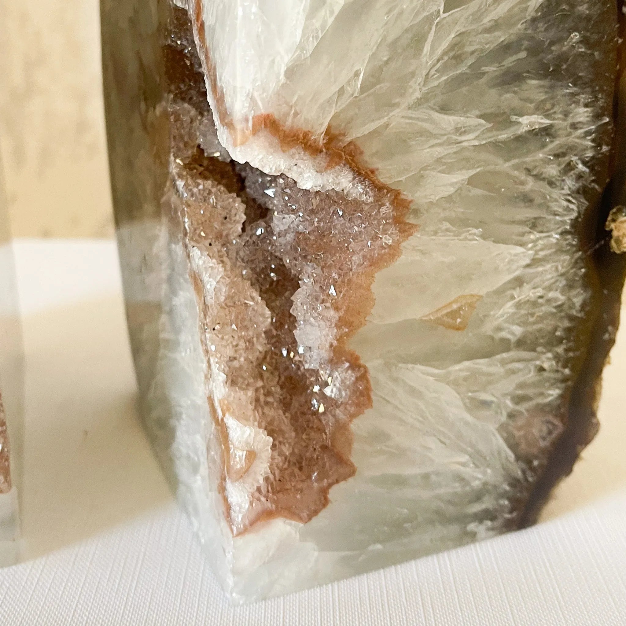 Natural Agate Druzy Bookends