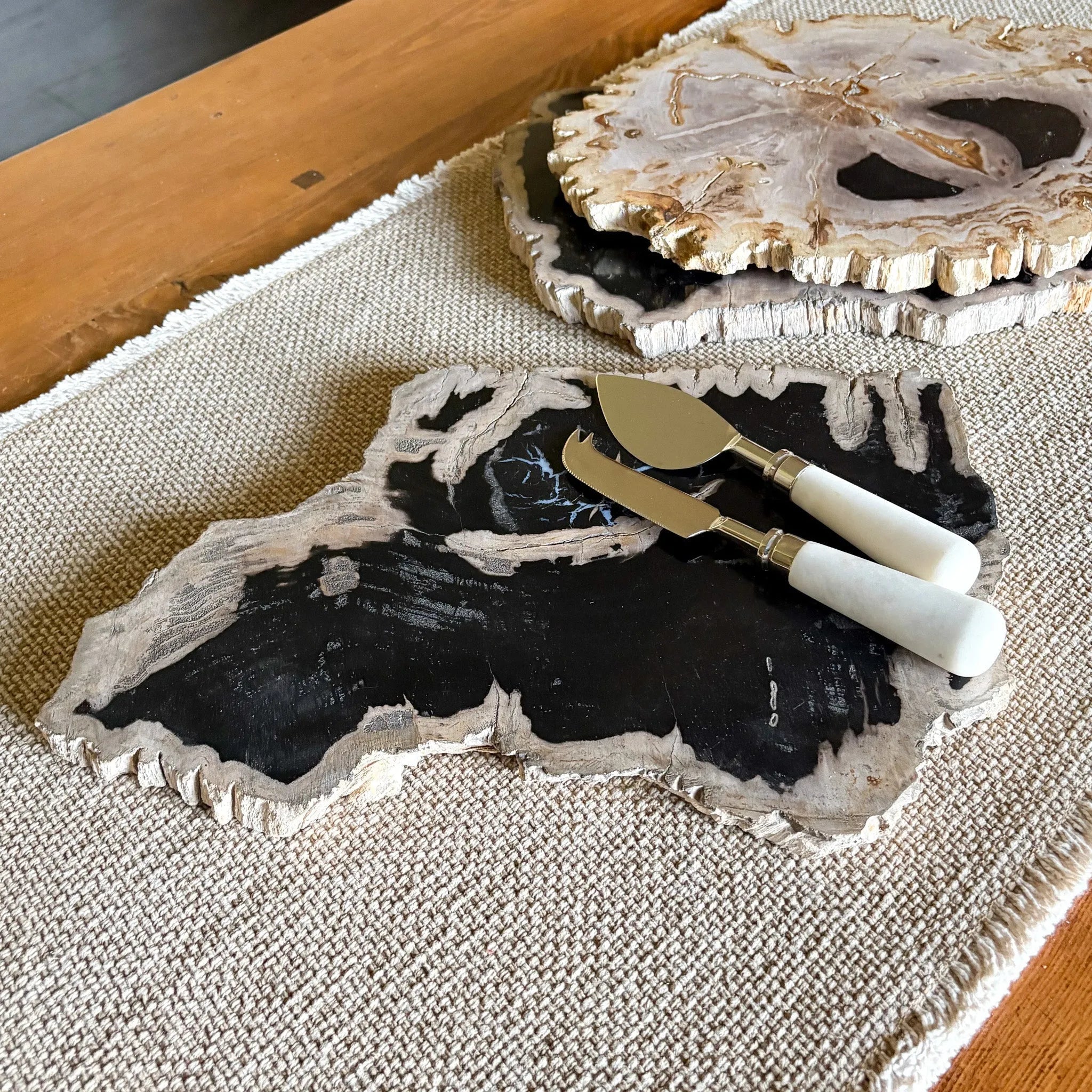 Natural Edge Petrified Wood Serving Board