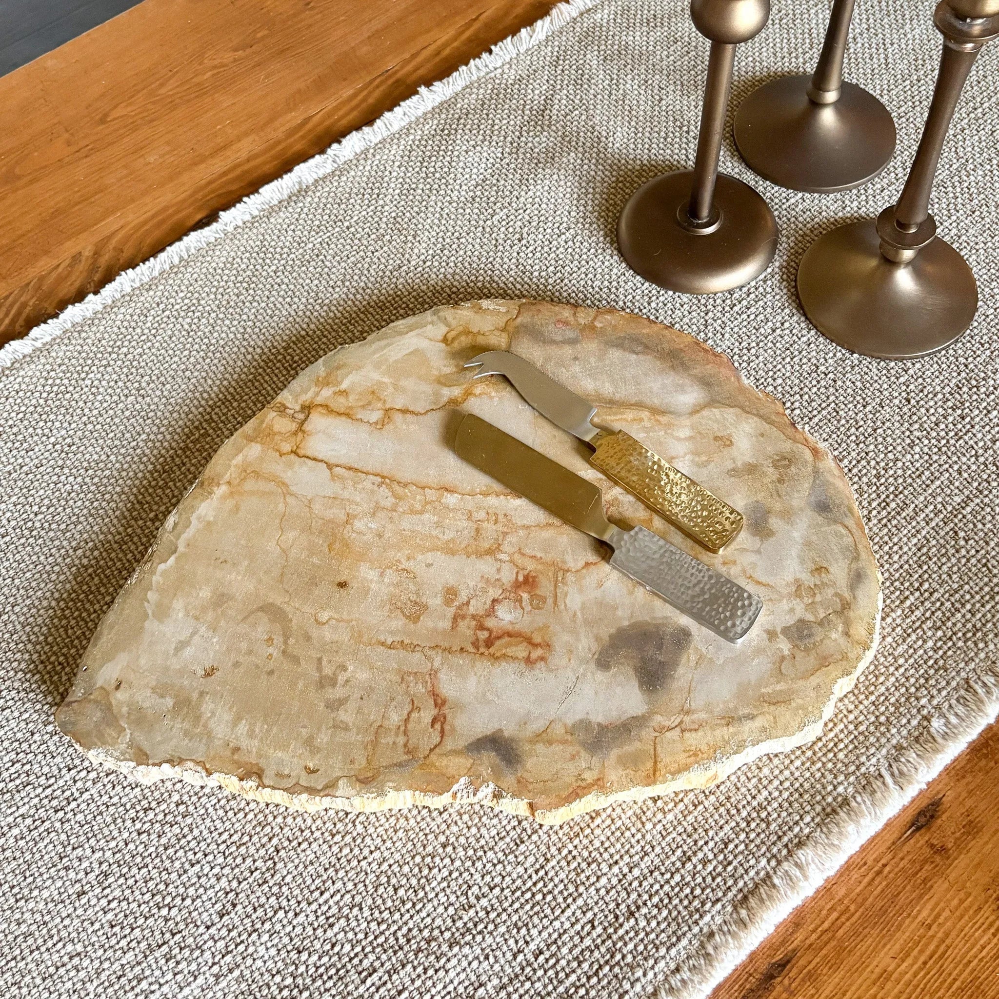 Natural Edge Petrified Wood Serving Board