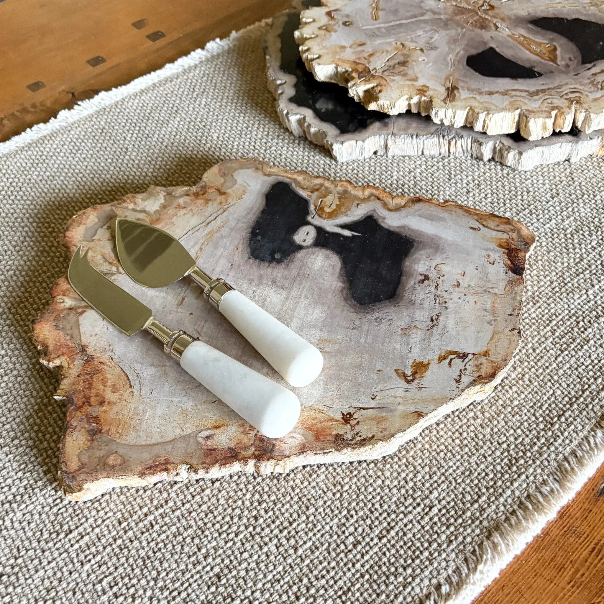 Natural Edge Petrified Wood Serving Board