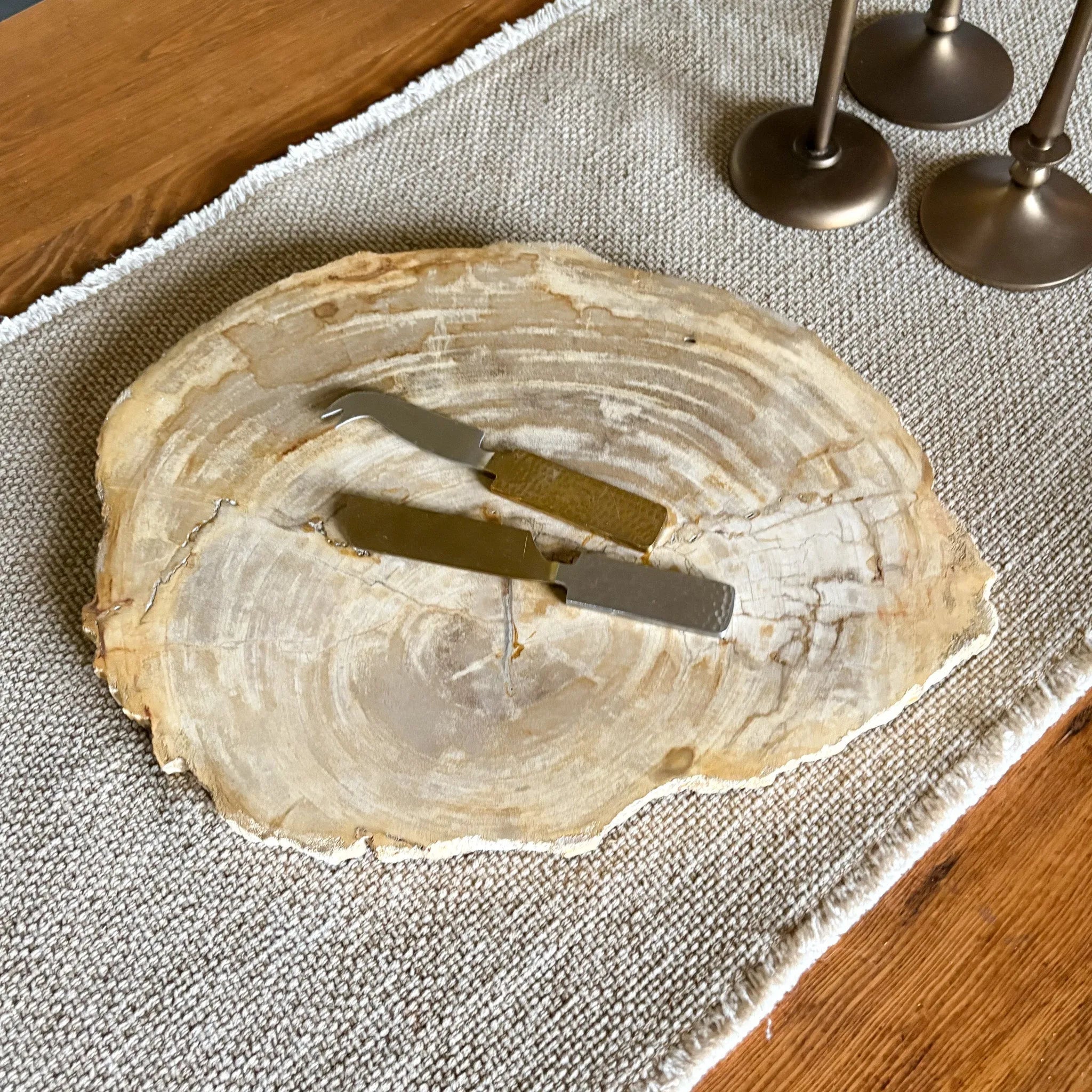 Natural Edge Petrified Wood Serving Board