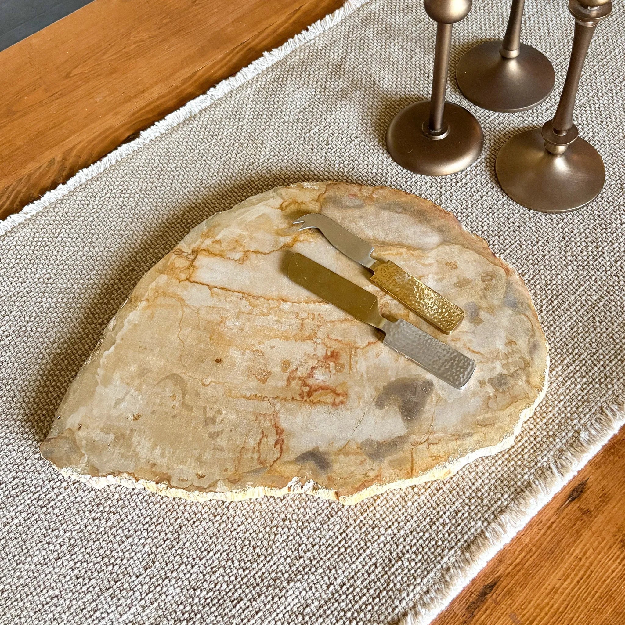 Natural Edge Petrified Wood Serving Board