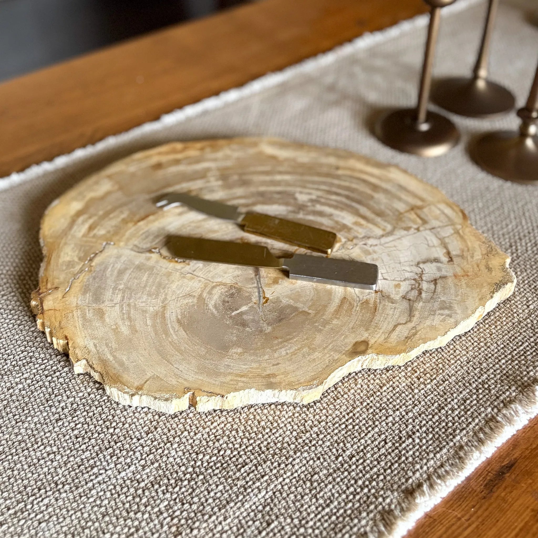 Natural Edge Petrified Wood Serving Board