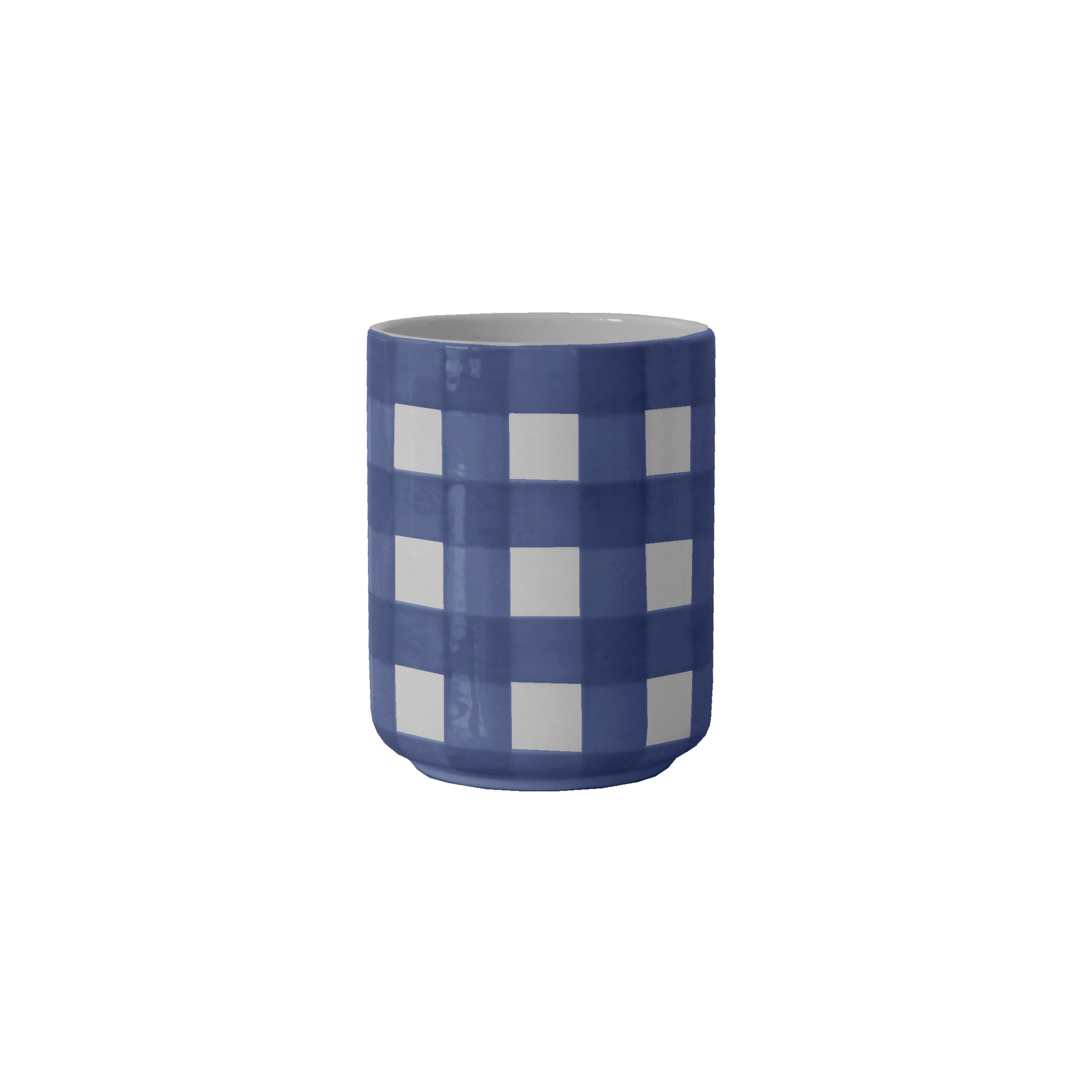 Gingham Large Vase/ Utensil Holder