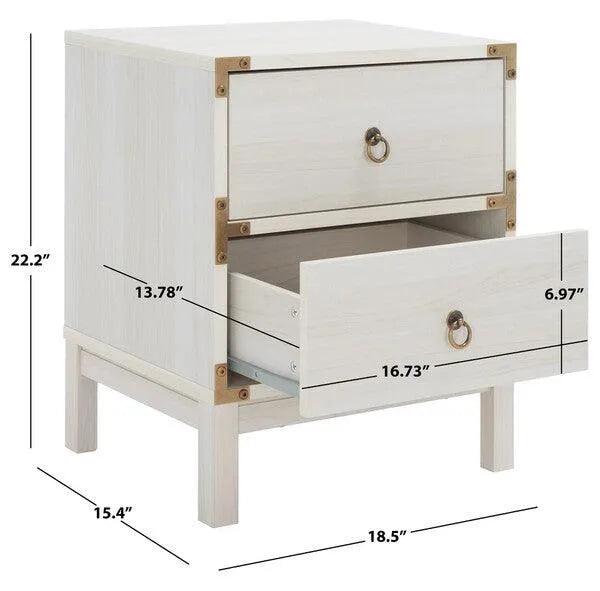 Safavieh Galio White-Gold 2 Drawer Nightstand