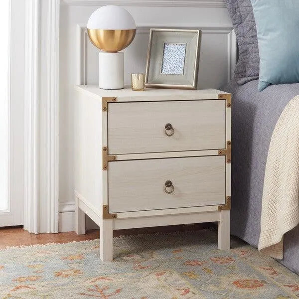 Safavieh Galio White-Gold 2 Drawer Nightstand