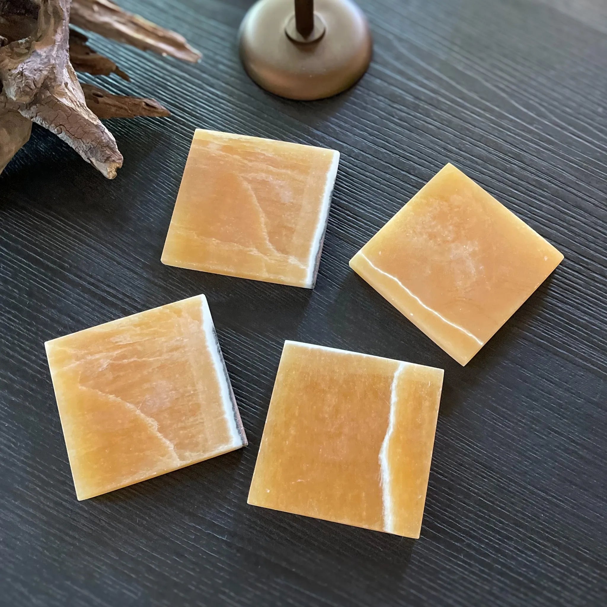 Orange Calcite Coaster Set