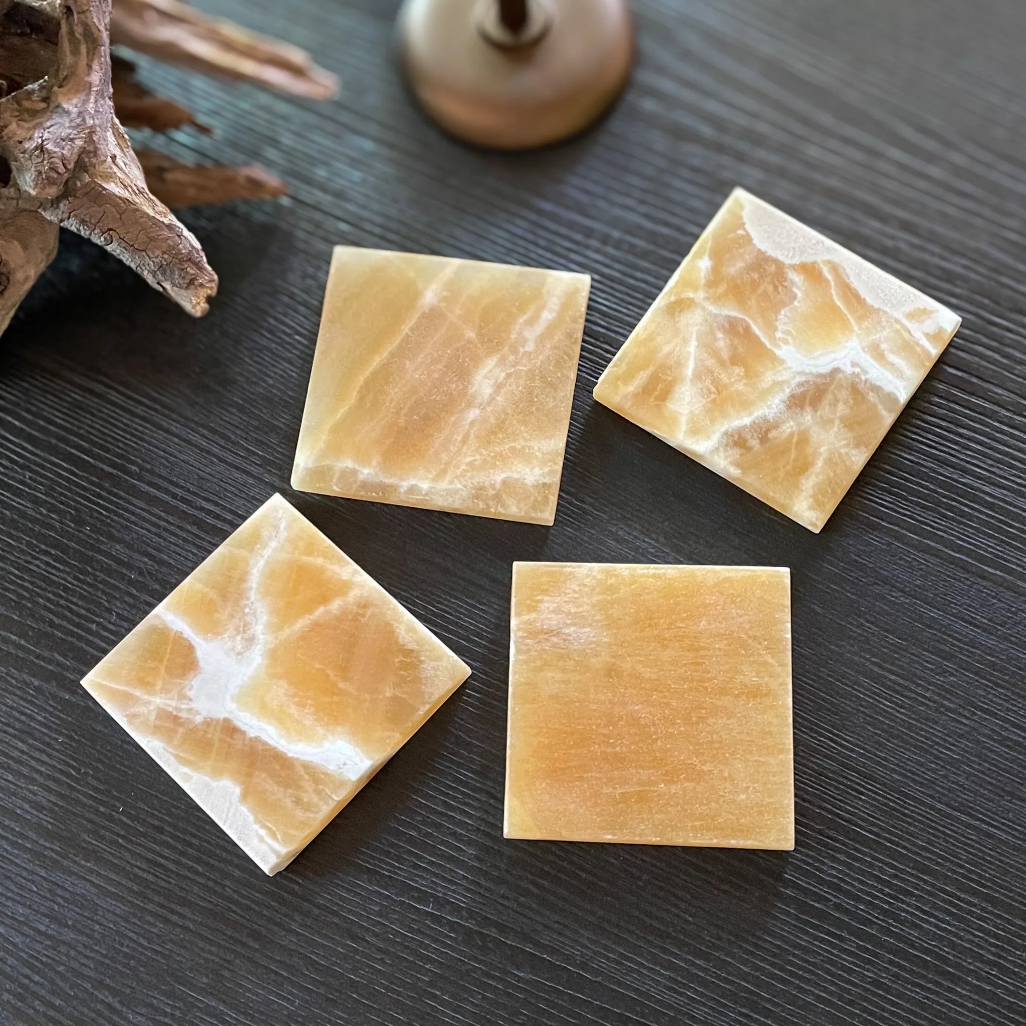 Orange Calcite Coaster Set