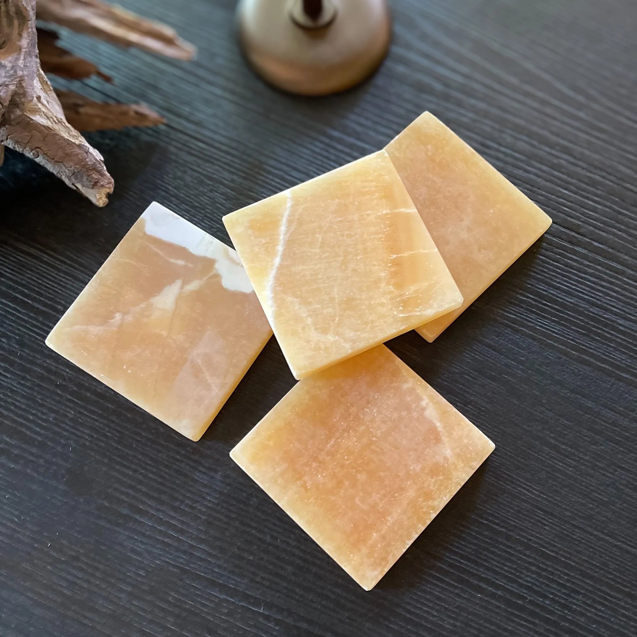 Orange Calcite Coaster Set