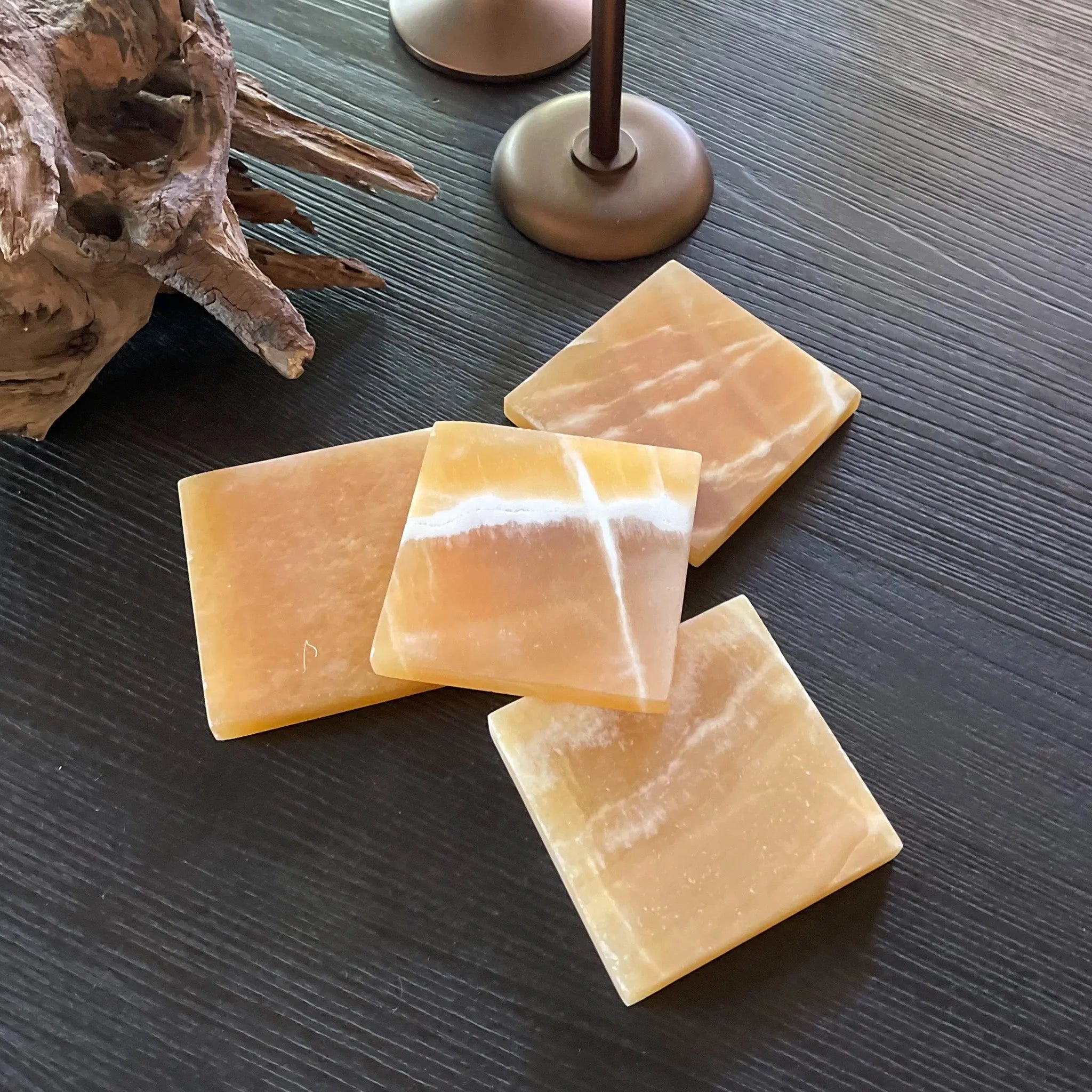 Orange Calcite Coaster Set