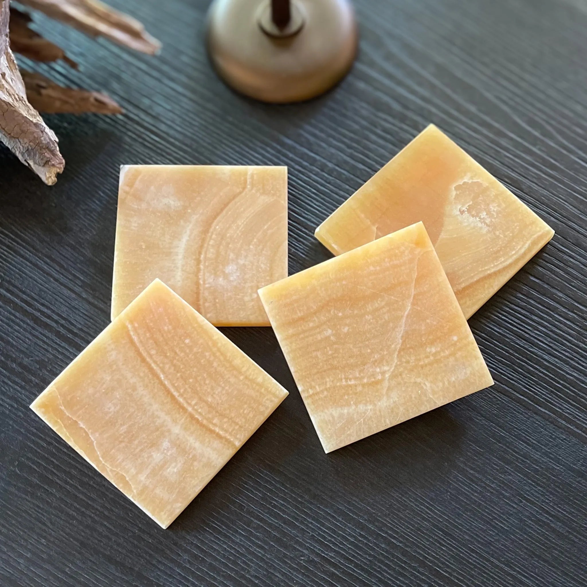 Orange Calcite Coaster Set