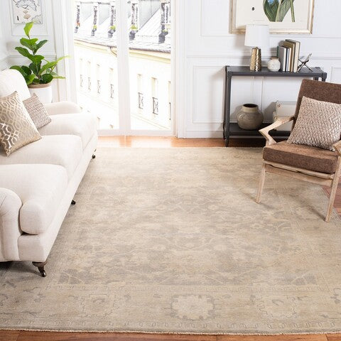 Oushak Wool Rug in Gray