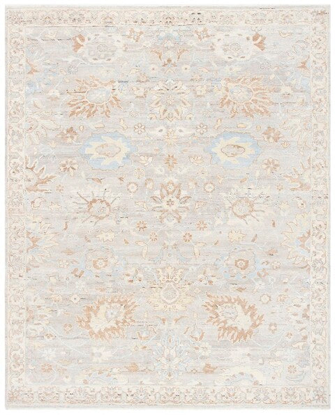 Oushak Wool Rug in Gray and Ivory