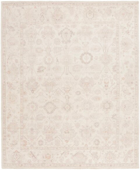 Oushak Wool Rug in Beige and Light Gray