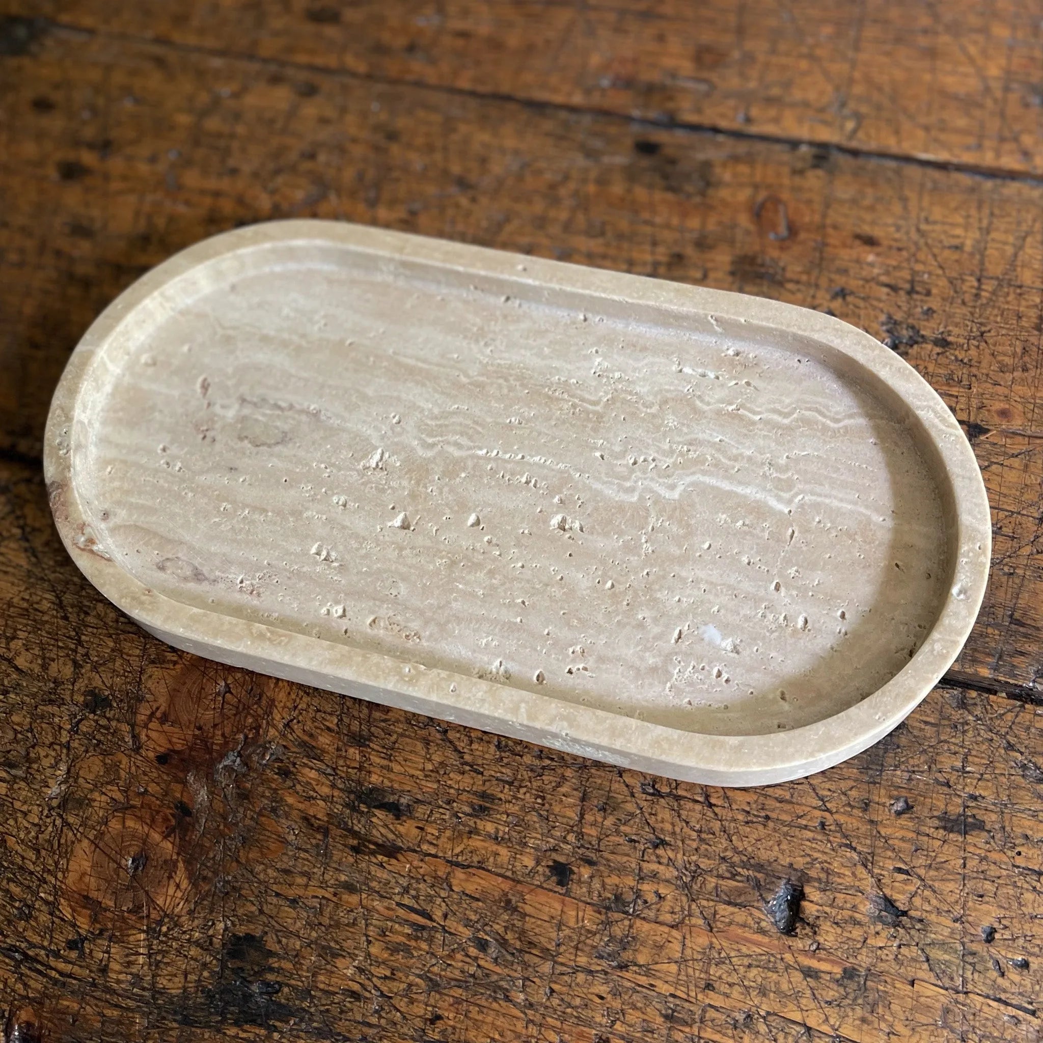 Oval Travertine Tray