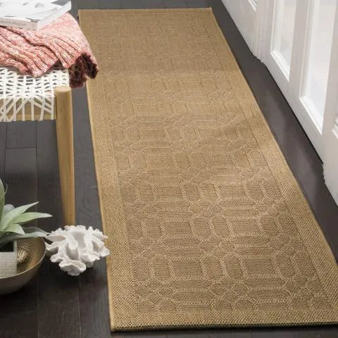 Palm Beach Sisal and Jute Rug in Maize with Geometric Square Pattern