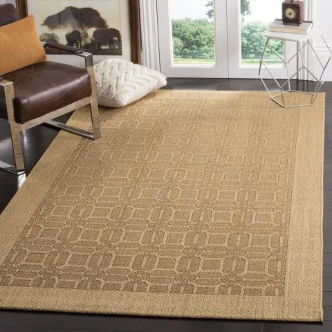 Palm Beach Sisal and Jute Rug in Maize with Geometric Square Pattern