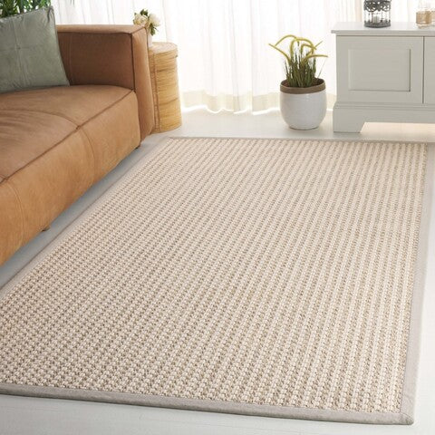 Palm Beach Wool and Sisal Rug in Ivory with Boucle Weave Pattern